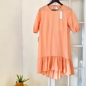 Topshop Cut-Out Back Puffed-Sleeve Dress